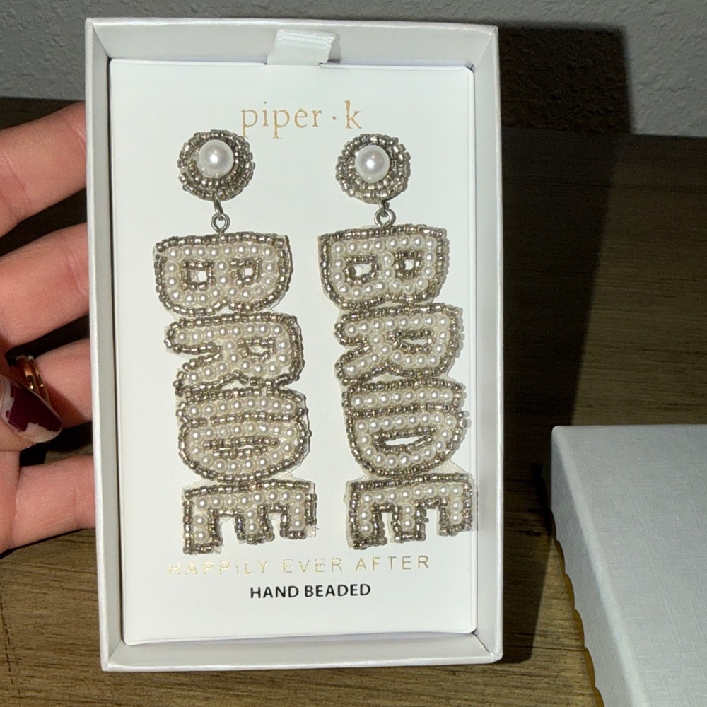 Piper Pearl and Silver Bridal Earrings
